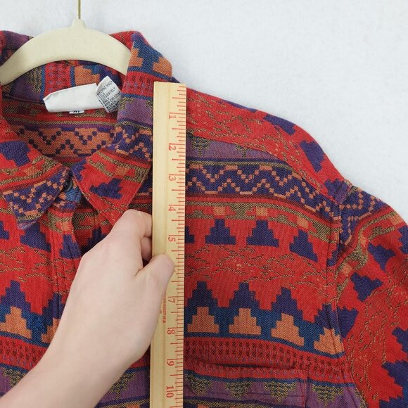 Chicos Shirt Womens XL Red Aztec Southwestern Button Front 90s Design Vintage - Picture 6 of 11